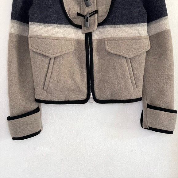 Veronica Beard Ella Blanket Jacket Striped Wool Blend Zip Toggle Closure XS - Picture 10 of 16